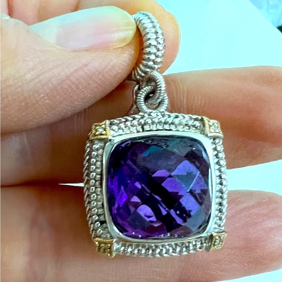 gabriel & co Jewelry - 🔴Authentic Gabriel & Co Large Amethyst Sterling Silver & 14k Gold Pendent 🔴